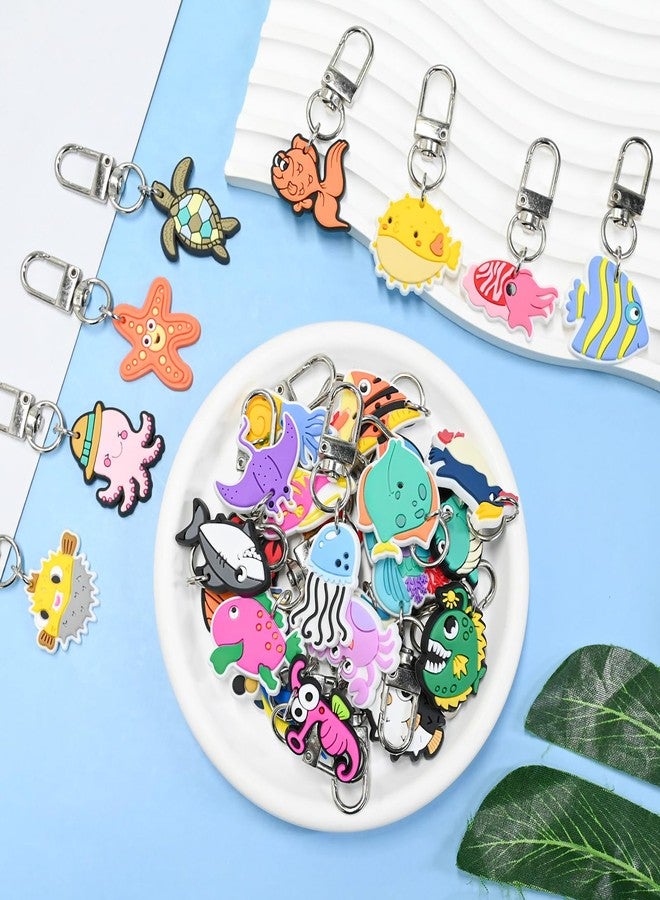Ibuclein 30pcs Ocean Animals Keychain, Charms Aesthetic Bulk Keychain Fish Bag Charm Backpack Charms for Girls Sea Animals Purse Accessories, Cute Car Key Ring PVC Pendant Key Chains for Party Favors gifts - Image 2